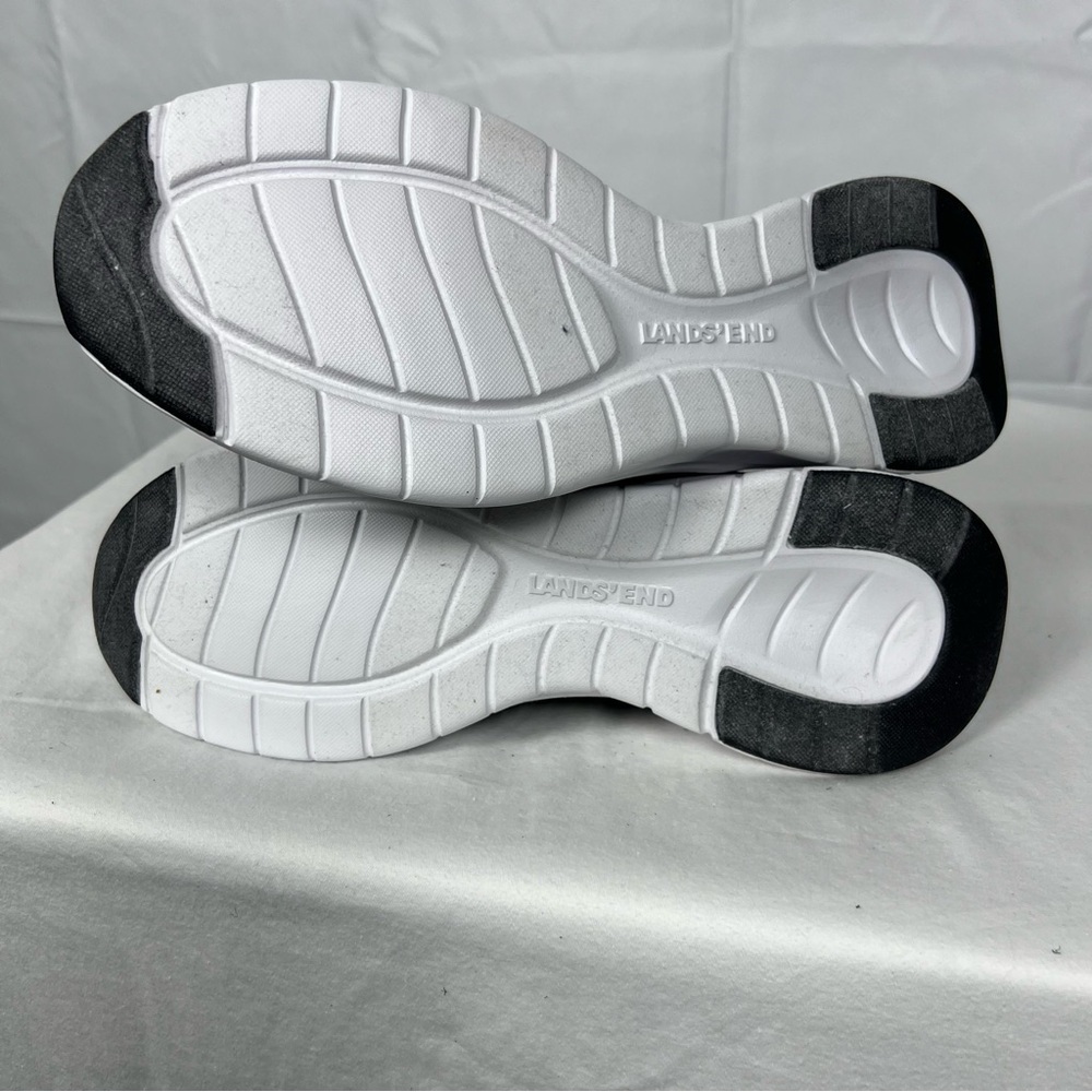 Lands’ End casual knit slip-on sneakers in black with white soles. - Picture 6 of 7